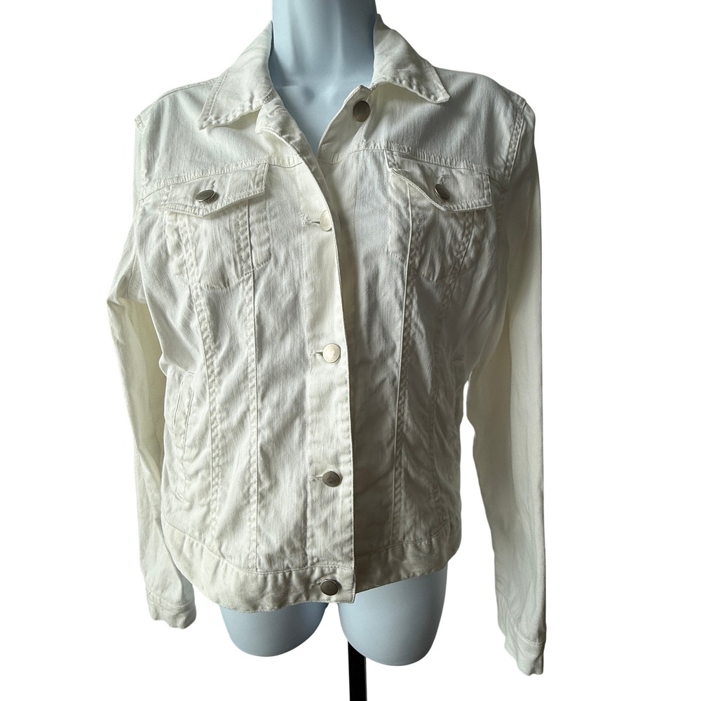 Bass Jeans Denim Cotton Jacket White Size Medium